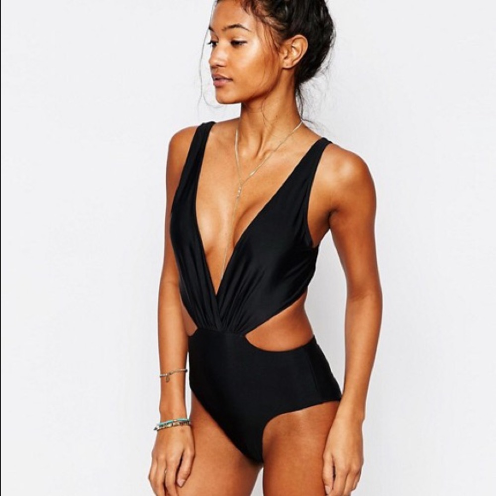 asos south beach plunge tie back swim